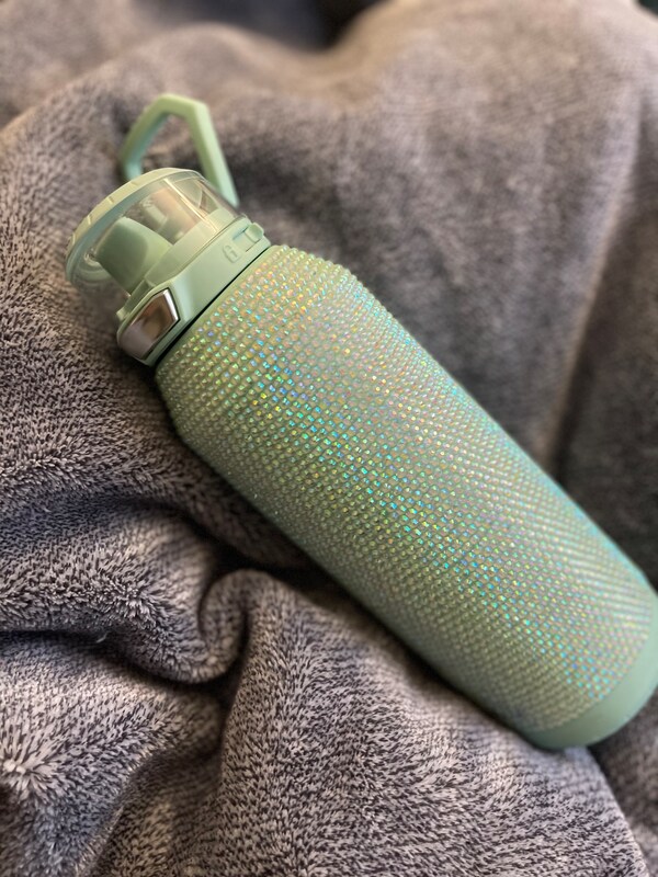 Made to Order - Mint AB Rhinestone Stainless Steel Water Bottle